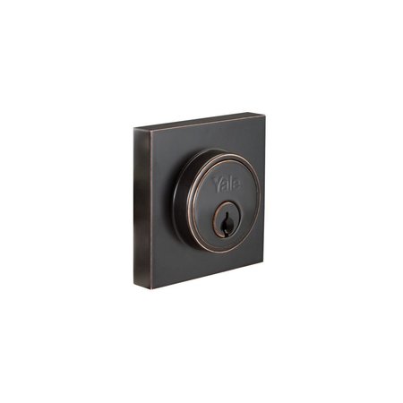 YALE REAL LIVING Edge YE Series Square Single Cylinder Deadbolt with Kwikset Keyway US10BP Oil Rubbed Bronze Permanen YR82ESQDB10BP